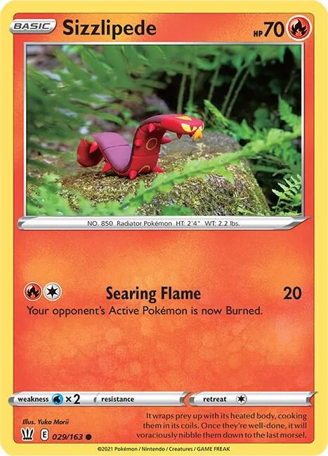 Sizzlipede #029/163 Pokémon card from Battle Styles