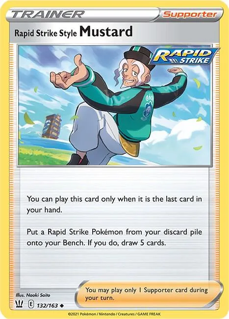 Rapid Strike Style Mustard #132/163 Reverse Holofoil Pokémon card from Battle Styles