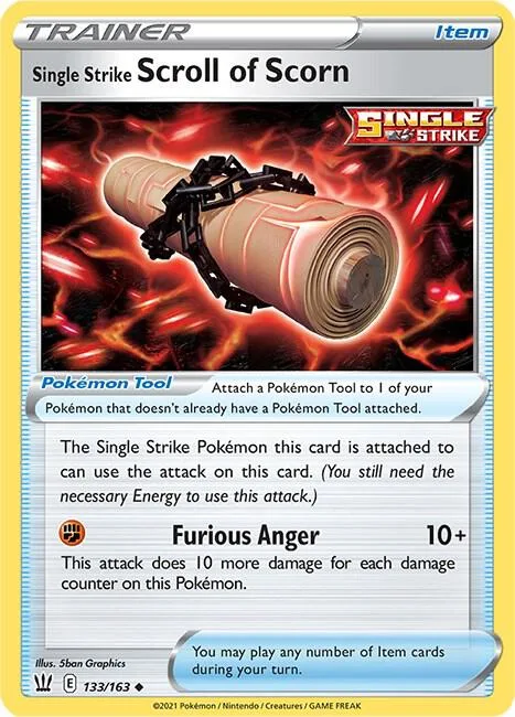 Single Strike Scroll of Scorn #133/163 Reverse Holofoil Pokémon card from Battle Styles