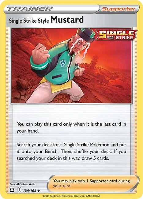 Single Strike Style Mustard #134/163 Pokémon card from Battle Styles