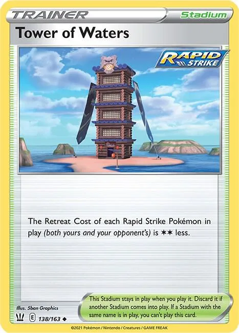 Tower of Waters #138/163 Reverse Holofoil Pokémon card from Battle Styles