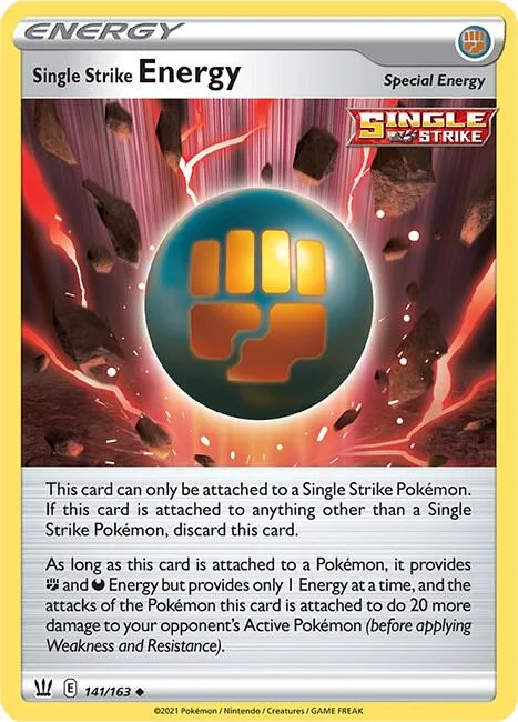Single Strike Energy #141/163 Reverse Holofoil Pokémon card from Battle Styles