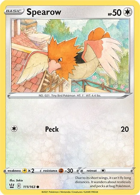Spearow #111/163 Pokémon card from Battle Styles