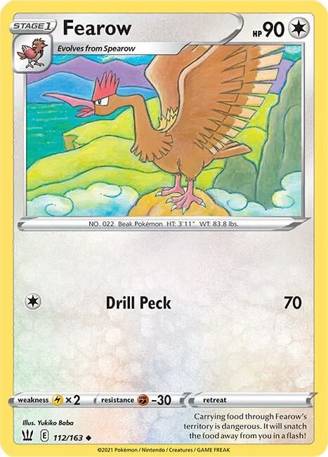 Fearow #112/163 Pokémon card from Battle Styles