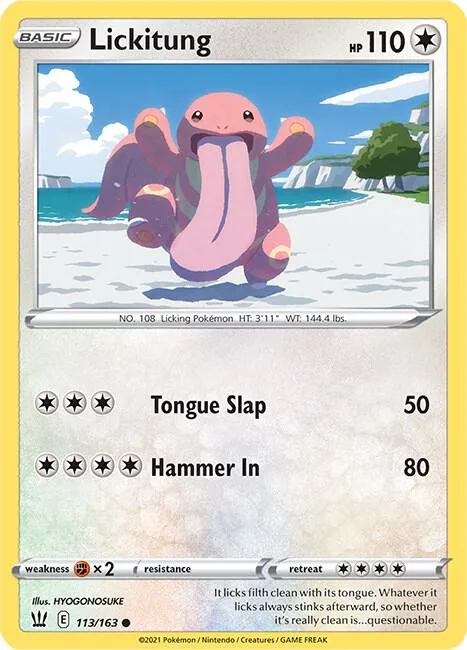 Lickitung #113/163 Pokémon card from Battle Styles