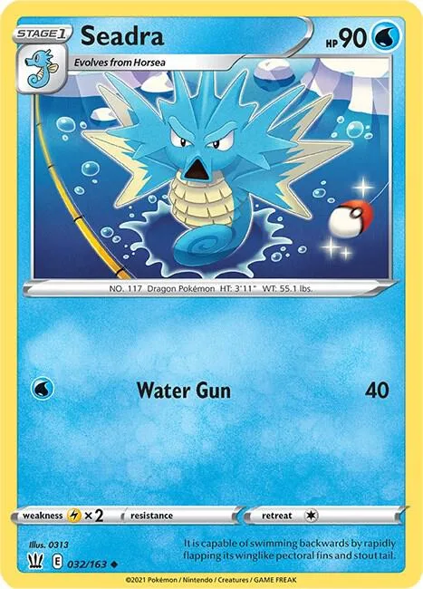 Seadra #032/163 Reverse Holofoil Pokémon card from Battle Styles