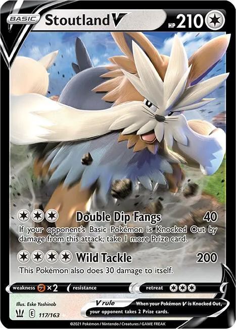 Stoutland V #117/163 Holofoil Pokémon card from Battle Styles