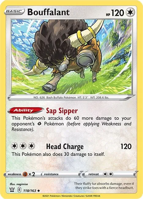 Bouffalant #118/163 Pokémon card from Battle Styles