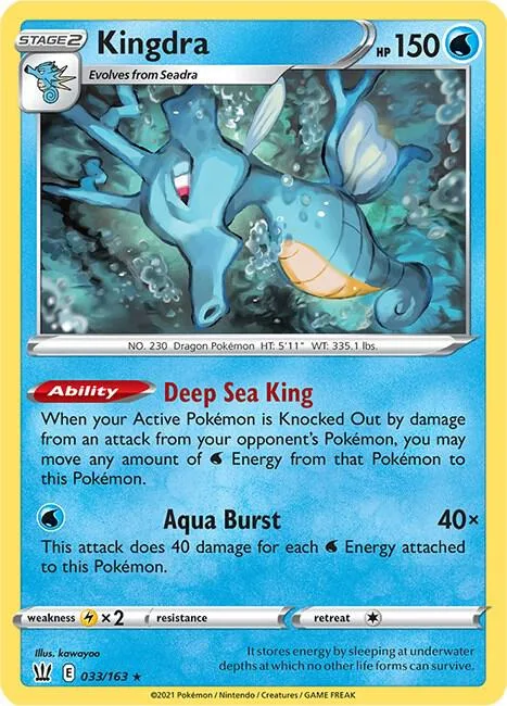 Kingdra #033/163 Holofoil Pokémon card from Battle Styles