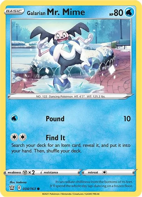 Galarian Mr. Mime #034/163 Reverse Holofoil Pokémon card from Battle Styles