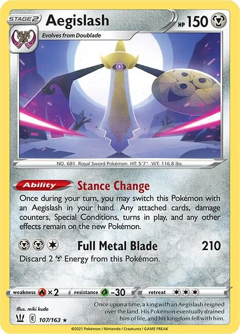 Aegislash 107 #107/163 Reverse Holofoil Pokémon card from Battle Styles