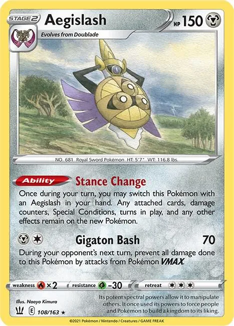 Aegislash 108 #108/163 Pokémon card from Battle Styles