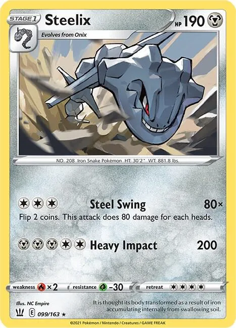 Steelix #099/163 Holofoil Pokémon card from Battle Styles
