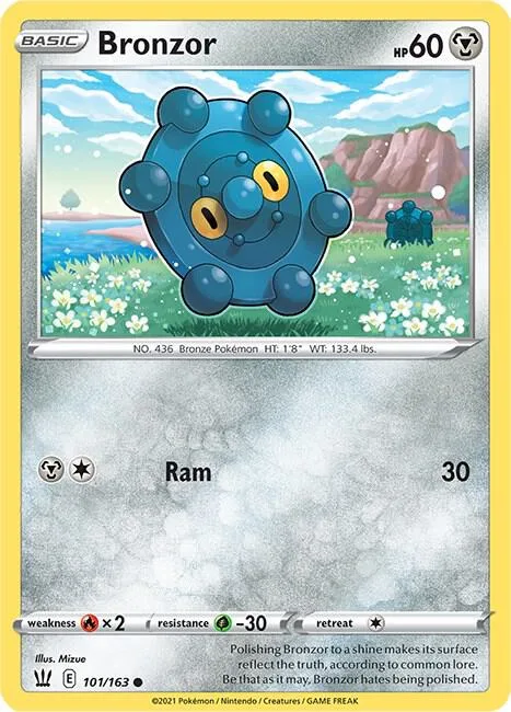 Bronzor #101/163 Reverse Holofoil Pokémon card from Battle Styles