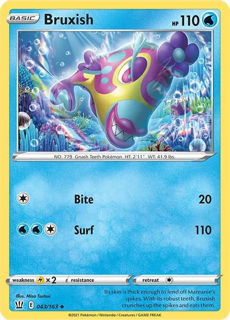 Bruxish #043/163 Reverse Holofoil Pokémon card from Battle Styles
