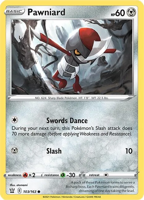Pawniard #103/163 Reverse Holofoil Pokémon card from Battle Styles