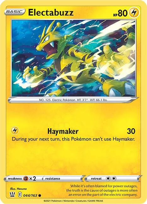 Electabuzz #044/163 Pokémon card from Battle Styles