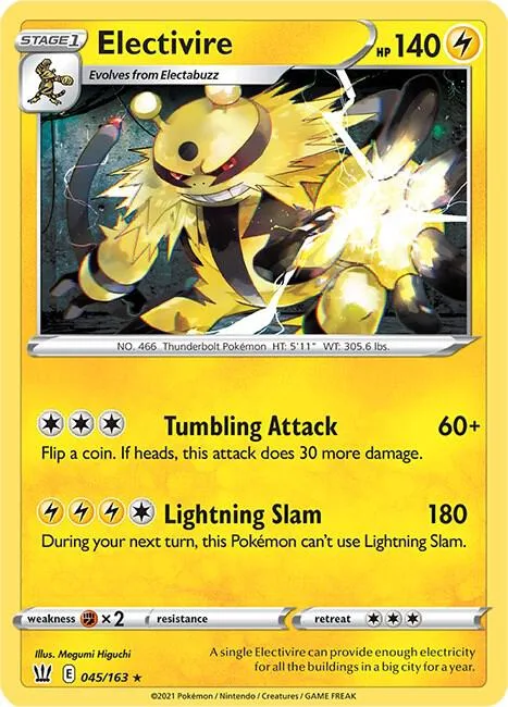 Electivire #045/163 Reverse Holofoil Pokémon card from Battle Styles