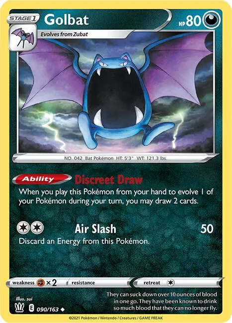 Golbat #090/163 Reverse Holofoil Pokémon card from Battle Styles