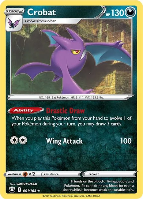 Crobat #091/163 Reverse Holofoil Pokémon card from Battle Styles
