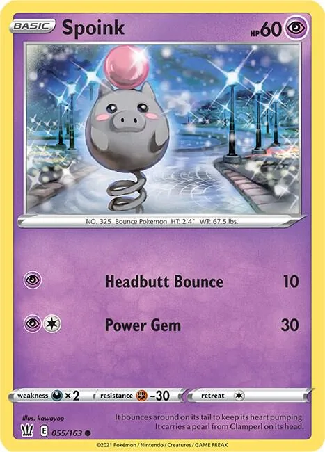 Spoink #055/163 Pokémon card from Battle Styles