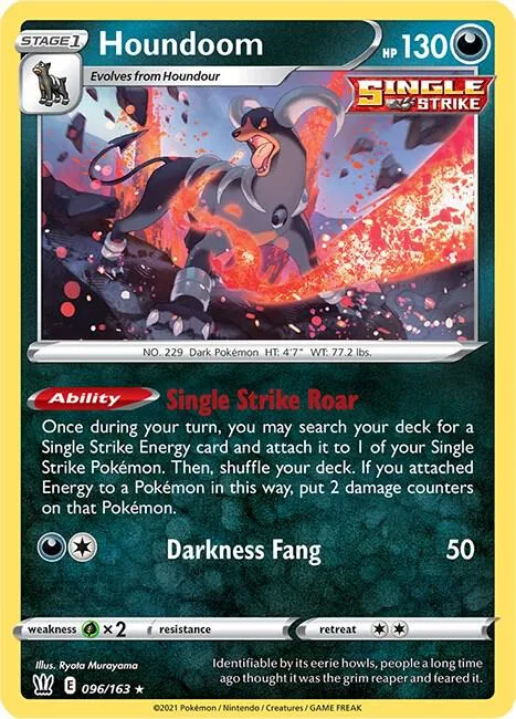 Houndoom #096/163 Holofoil Pokémon card from Battle Styles
