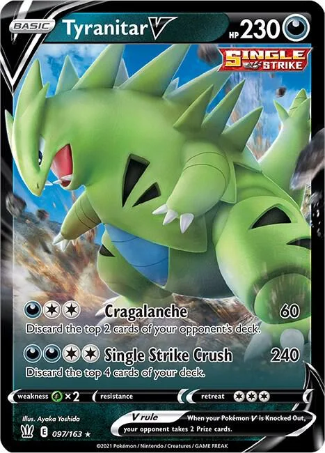 Tyranitar V #097/163 Holofoil Pokémon card from Battle Styles