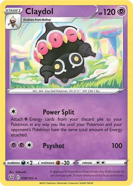 Claydol #058/163 Pokémon card from Battle Styles