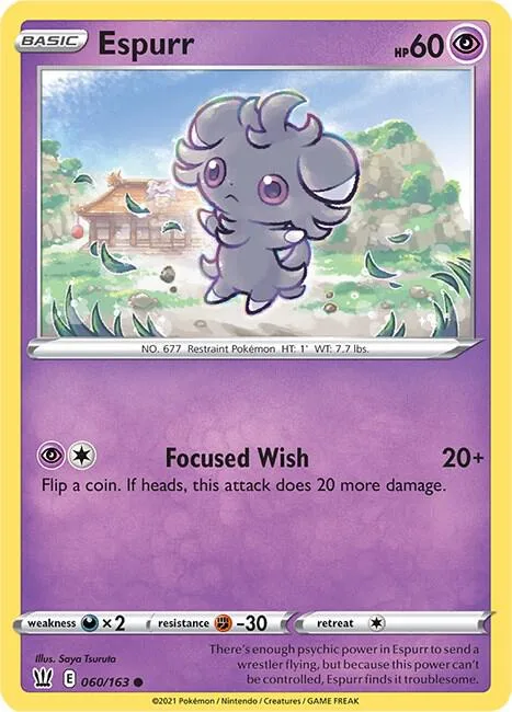 Espurr #060/163 Reverse Holofoil Pokémon card from Battle Styles