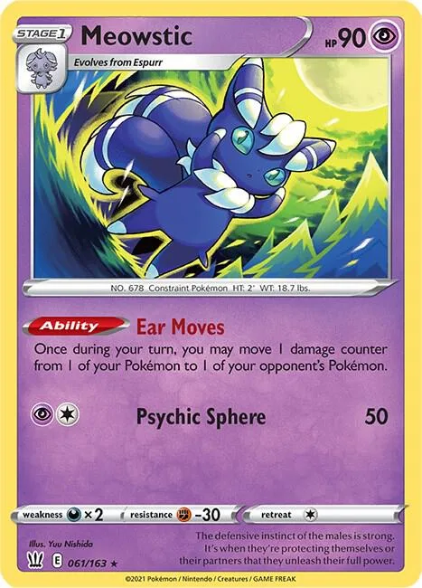 Meowstic #061/163 Holofoil Pokémon card from Battle Styles