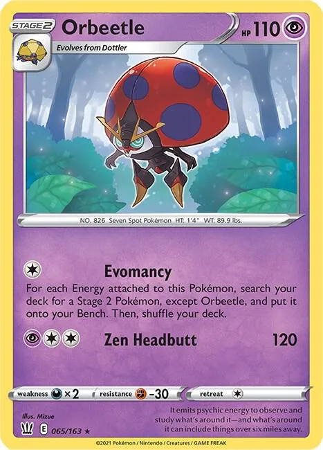 Orbeetle #065/163 Reverse Holofoil Pokémon card from Battle Styles