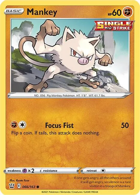 Mankey #066/163 Pokémon card from Battle Styles