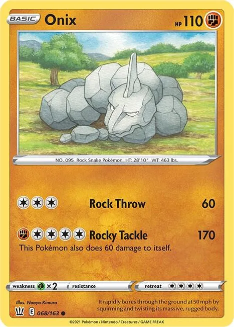 Onix #068/163 Reverse Holofoil Pokémon card from Battle Styles