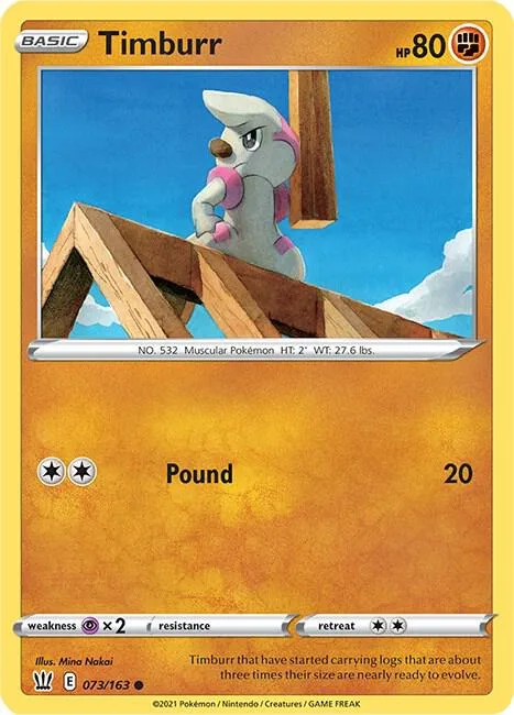 Timburr #073/163 Pokémon card from Battle Styles