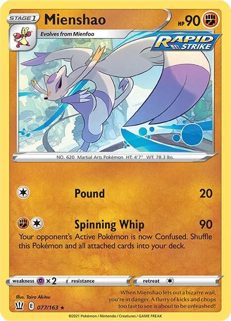 Mienshao #077/163 Pokémon card from Battle Styles
