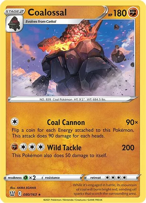 Coalossal #080/163 Holofoil Pokémon card from Battle Styles