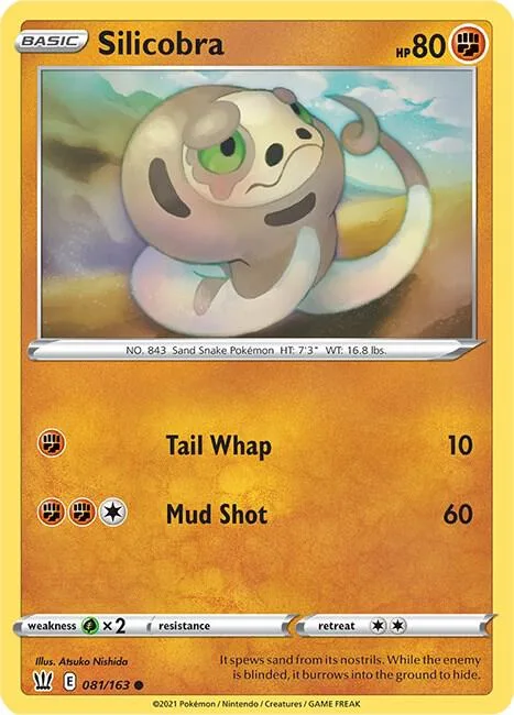 Silicobra #081/163 Reverse Holofoil Pokémon card from Battle Styles