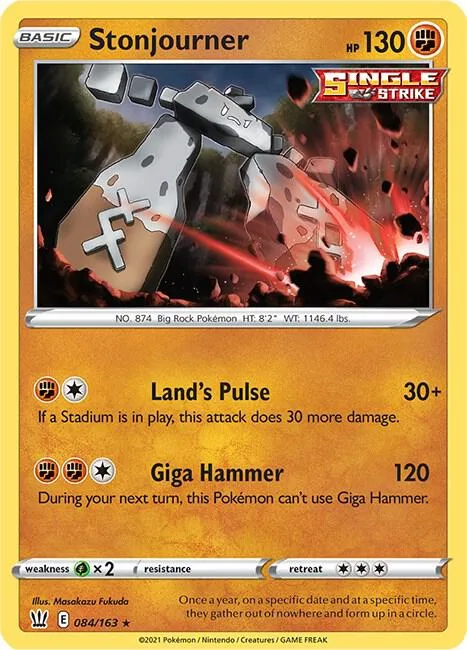 Stonjourner #084/163 Reverse Holofoil Pokémon card from Battle Styles