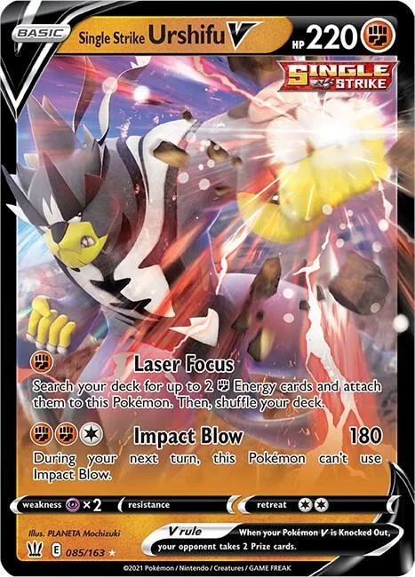 Single Strike Urshifu V #085/163 Holofoil Pokémon card from Battle Styles
