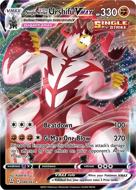 Single Strike Urshifu VMAX #086/163 Holofoil Pokémon card from Battle Styles