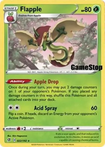 Flapple - 022/192 Gamestop Exclusive #022/192 Holofoil Pokémon card from Miscellaneous Cards & Products