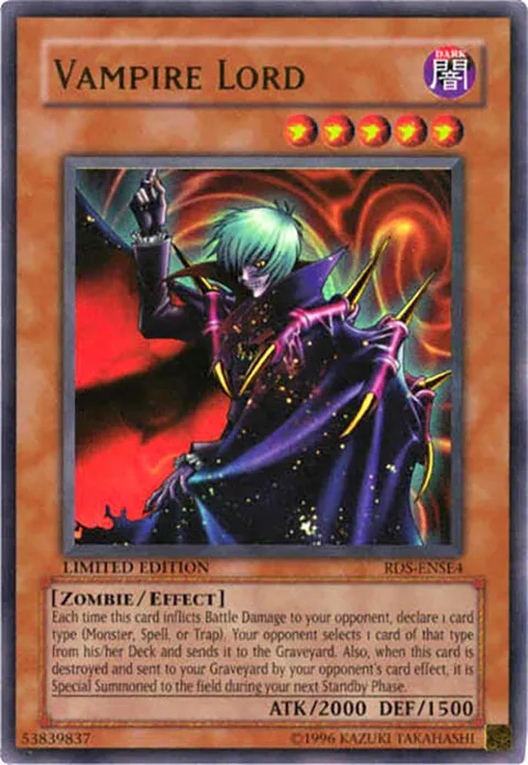 Vampire Lord RDS-ENSE4 Yu-Gi-Oh card from Rise of Destiny Special Edition