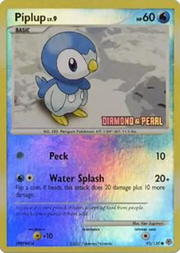 Piplup - 93/130 [Diamond and Pearl] #093/100 Reverse Holofoil Pokémon card from Burger King Promos