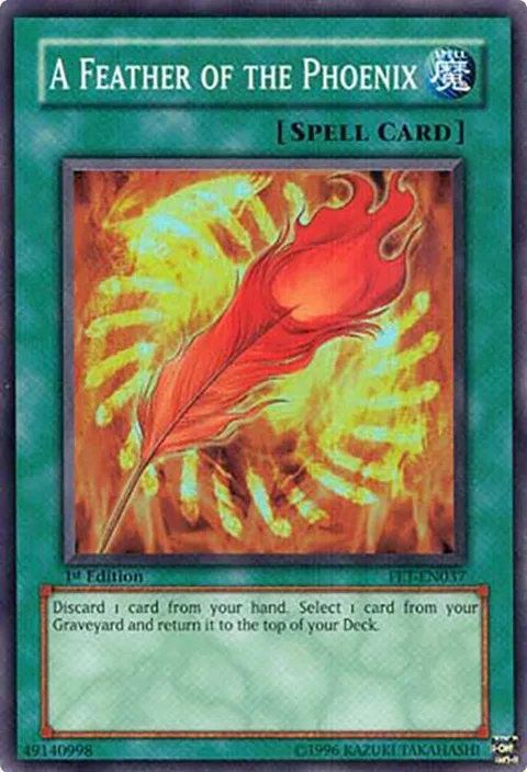 A Feather of the Phoenix FET-EN037 1st Edition Yu-Gi-Oh card from Flaming Eternity