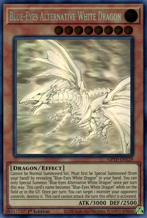 Blue-Eyes Alternative White Dragon Ghost Rare GFTP-EN129 Yu-Gi-Oh card from Ghosts From the Past