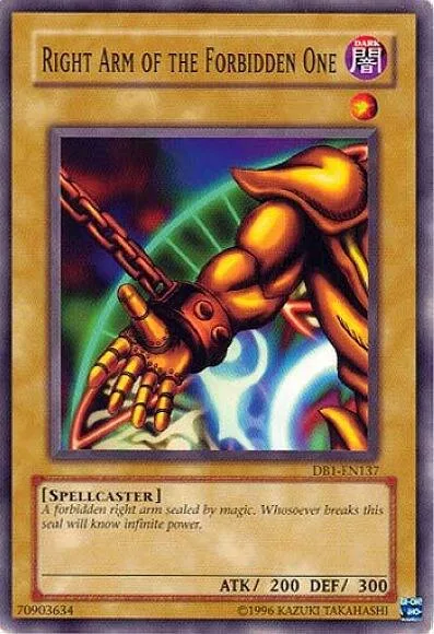 Right Arm of the Forbidden One DB1-EN137 Yu-Gi-Oh card from Dark Beginning 1