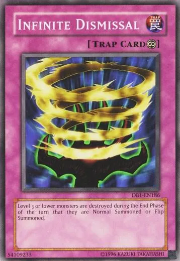 Infinite Dismissal DB1-EN186 Yu-Gi-Oh card from Dark Beginning 1