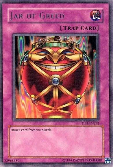 Jar of Greed DB1-EN242 Yu-Gi-Oh card from Dark Beginning 1