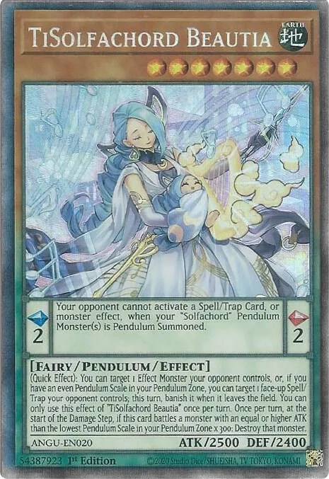 TiSolfachord Beautia Collector's Rare ANGU-EN020 Yu-Gi-Oh card from Ancient Guardians
