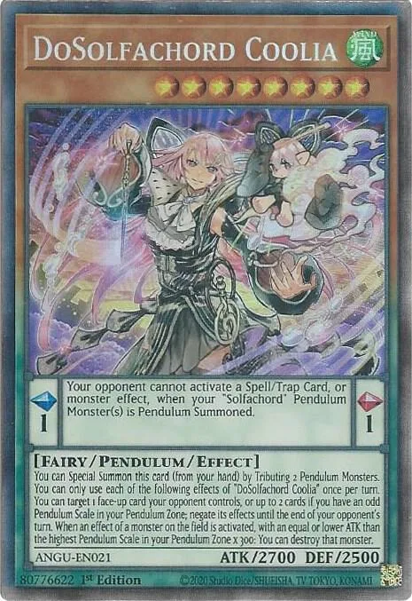 DoSolfachord Coolia Collector's Rare ANGU-EN021 Yu-Gi-Oh card from Ancient Guardians